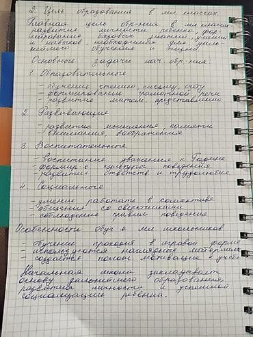 промоутер для школьников: Конспект по теме «Цель образования в начальных классах» — рукописные — 1