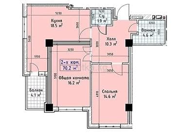 квартира 2 к: Построен, Элитка, 2 комнаты, 70 м² — 1