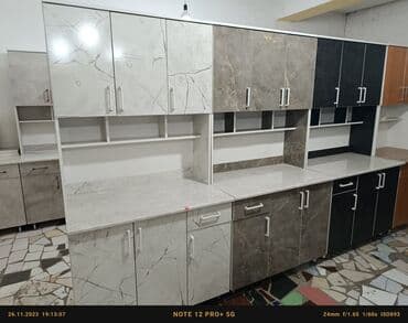 купить кухонные шкафы по отдельности: Ашкана гарнитуру, Жаңы, түсү - Ак, ДСП, Акысыз жеткирүү — 2