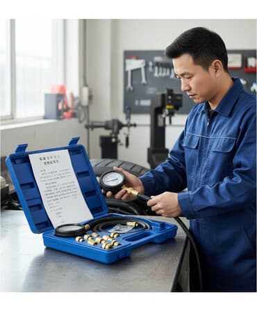 домкраты гидравлические: Тестер давления масла в двигателе. 9 переходников в комплекте. М10 — 1