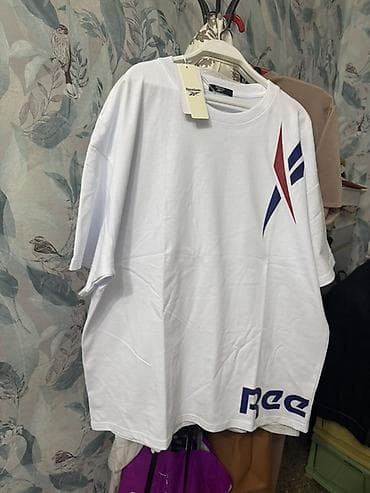 Футболки: Футболка Reebok, унисекс - Дизайн: фирменные логотипы Reebok в синем — 2