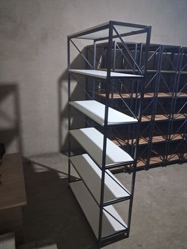 Для кафе, ресторанов: Металлические стеллажи лофт - Каркас: сварной из профильной стальной — 4