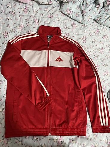 Adidas спортивная кофта/трикотажная куртка на молнии. - Цвет: красный