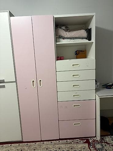 шкваф: Детский шкаф, Для одежды, Для девочки, ДСП, цвет - Розовый — 4