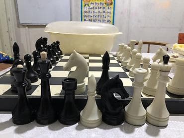 кама: Шахматы с доской - Классический шахматный комплект: черно-белая доска — 3