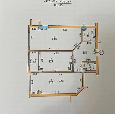 105: 2 комнаты, 80 м², ТЭЦ Элитка, 7 этаж, Дизайнерский ремонт — 9