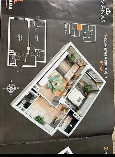 pro group: 1 комната, 50 м², Элитка, 8 этаж, Готовая ПСО (под самоотделку) — 2
