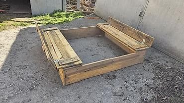 Песочницы: Деревянная песочница с крышкой-скамейками - Конструкция 2‑в‑1 — 1