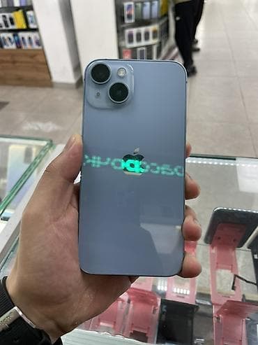 ipnone 13: IPhone 14, Б/у, 128 ГБ, Голубой, Защитное стекло, Чехол, В рассрочку, 81 % — 1