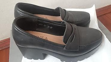 женские туфли свадебные: Женские лоферы ROZA на устойчивом высоком каблуке. - Цвет: черный - — 1