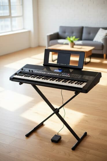 блокфлейта для начинающих: Синтезатор Yamaha PSR‑E433 с нотной подставкой, педалью сустейна и — 1