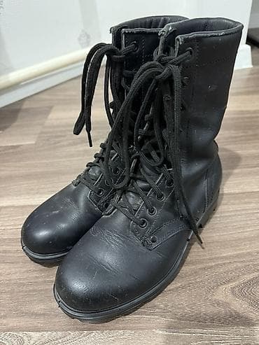 заказать берцы: Ботинки берцы из натуральной кожи, цвет черный. Характеристики: - — 3