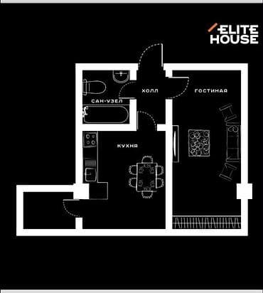 1 комната, 37 м², Асанбай мкр Элитка, 12 этаж, ПСО (под самоотделку) — 8
