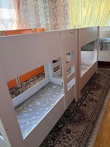 Детская мебель: Двухъярусная детская кровать, Б/у, ЛДСП, цвет - Оранжевый — 4