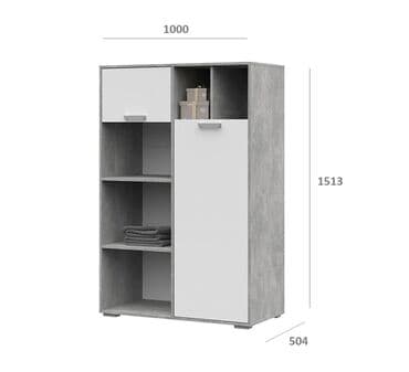 металлические шкафы для одежды: Денвер ШК 03 - Шкаф, Белый/Ателье светлый, Стендмебель. Сквозная — 2