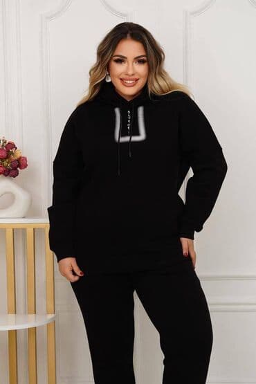 спортивное оборудование: Распродажа Женский утеплённый спортивный худи большого размера — 5