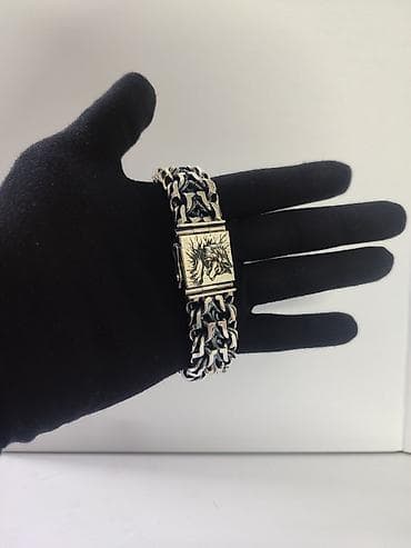 мужская серебро: Брутальный мужской Браслет Ручные плетения Цепи и Браслеты в Наличии — 5