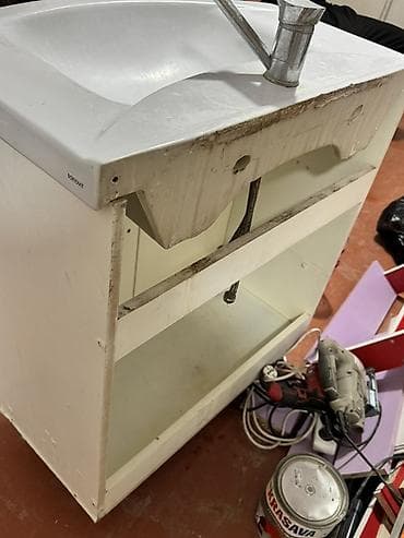 зеркало в ванную бу: Тумба для ванны, Б/у, С раковиной, ЛДСП, Самовывоз, цвет - Белый — 8