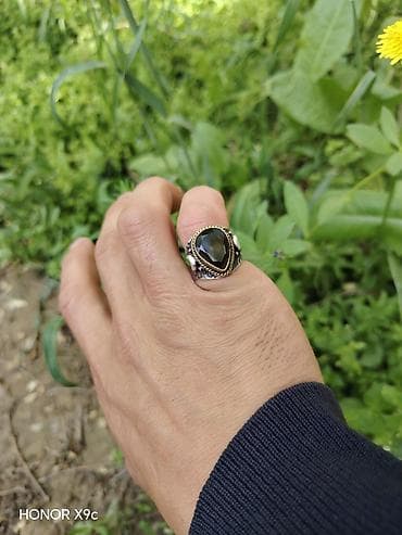 в единственнои экземпляре: Мужское перстень с темным грушевидным камнем - Масивный перстень с — 1