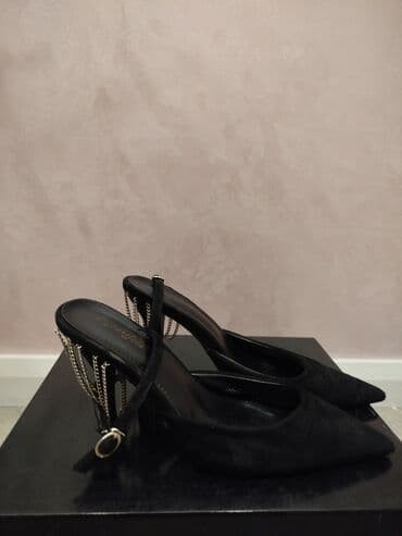 Прокат одежды: Элегантные женские туфли-мюли на каблуке. - Цвет: черный - Материал — 4