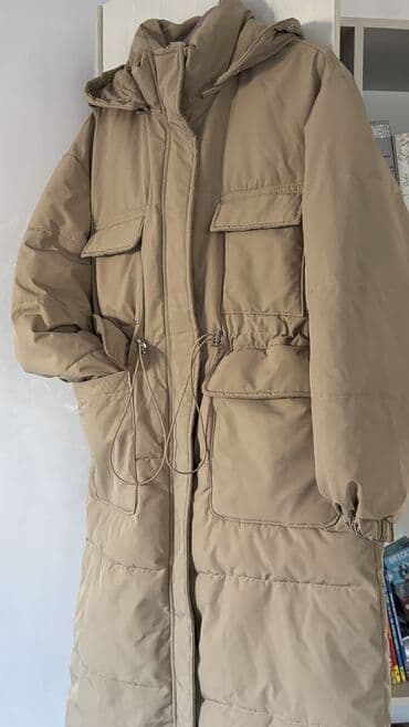 tech fleese: Куртка, цвет бежевый (песочный). - Длина: ниже колена (примерно миди) — 1