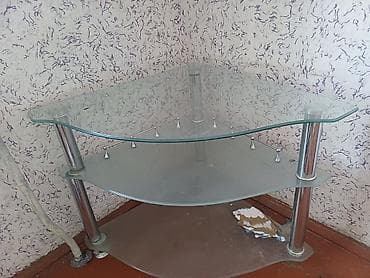 Тумба и подставка для телевизора, Напольная, Стекло, цвет - Серебристый