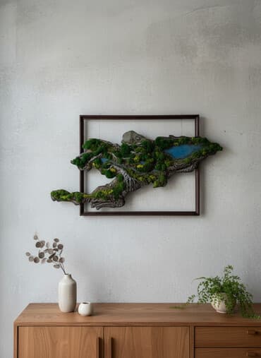 карта на стену: Настенное панно Кыргызстан 🇰🇬 : 3D-ландшафт с подсветкой городов - — 1