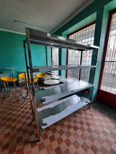 оборудование для магазина бу: Промышленные стеллажи и рабочие столы из нержавеющей стали. - — 6