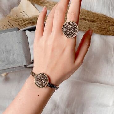 свадебные платья для покрытых: Кольцо с арабской каллиграфией, выполненное из металла под старину — 7