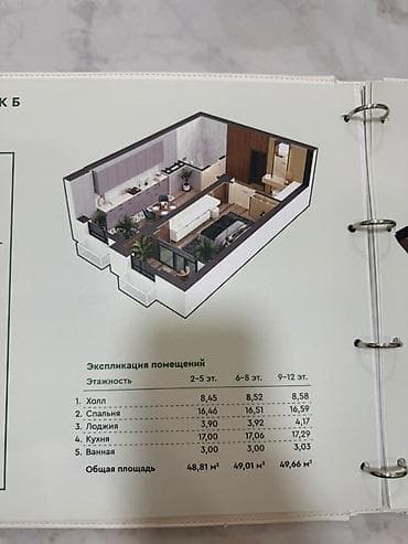 инвестиций: 1 комната, 50 м², 12 этаж, Готовая ПСО (под самоотделку) — 4
