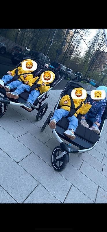 детский игровой: Прогулочная коляска для двоих Thule Urban Glide 2 Double (Jet Black) — 1