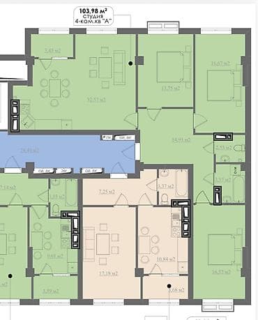 ts group: 4 комнаты, 104 м², Технопарк Элитка, 9 этаж, ПСО (под самоотделку) — 2