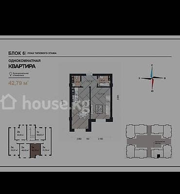 1 комната, 43 м², Элитка, 13 этаж, ПСО (под самоотделку) — 2