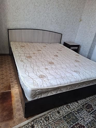 одиночный спальный: Спальный гарнитур, Двуспальная кровать, ДСП, цвет - Коричневый — 5