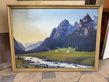 Картины маслом в рамах - Жанр: пейзаж, сельский быт. - Техника