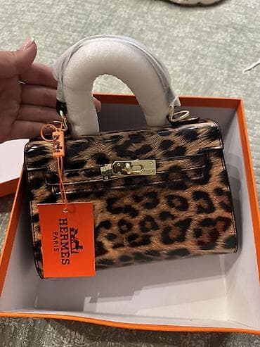 лаковые: Сумка Hermes Paris, мини-формат. - Дизайн: леопардовый принт — 1