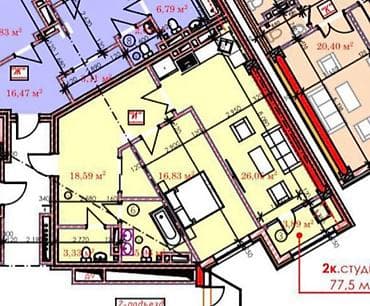 Квартиры: 2 комнаты, 77 м², Элитка, 8 этаж, Готовая ПСО (под самоотделку) — 2