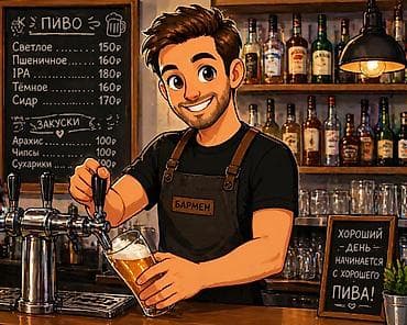 Требуется Бармен, Оплата: Еженедельно, 1-2 года опыта