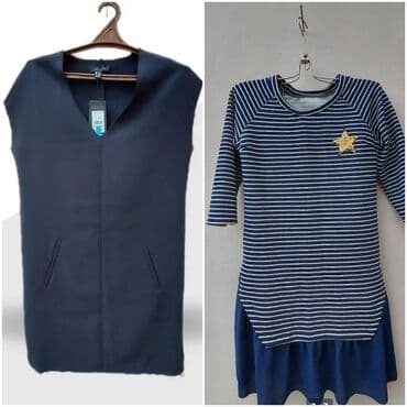 короткое трикотажное платье с длинным рукавом: 🏷Платье-туника новое в полоску без этикетки(верх теплый) На 44-46 — 15