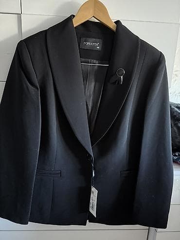 Блузки: Женские пиджаки 1) ZARA, размер XL - Цвет: нежно-голубой - Прямой — 2