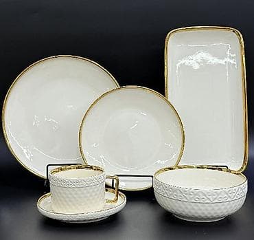 набор кухонных принадлежностей: Набор столовой посуды, 32 предмета - Материал: керамика/фарфор белого — 3