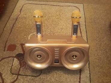 Компьютердик чычкандар: Портативная караоке-система в золотом цвете с двумя беспроводными — 1