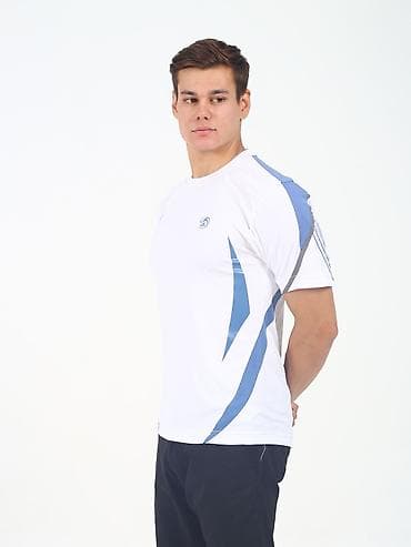 nike tech: Мужская спортивная футболка с коротким рукавом - Цвет: белый с синими — 1