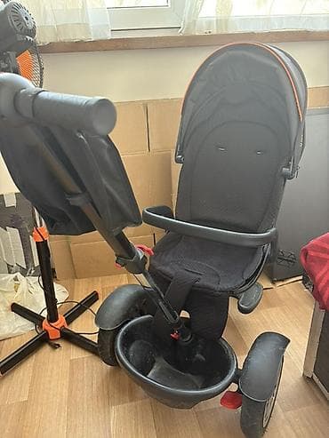 Детский трехколесный велосипед-каталка с родительской ручкой и