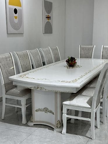 Конок бөлмөсү үчүн үстөл жана отургуч, түсү - Ак lalafo.kg да Конок бөлмөсү үчүн үстөл жана отургуч, түсү - Ак
