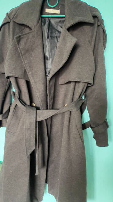 плащ дождовик: Тренч-пальто женское, темно-серый меланж - Застежка: ряд контрастных — 3