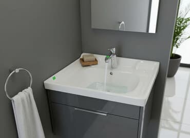 тумбочка с мойками: Раковина для ванной, Угловая форма, Материал: Керамика — 1