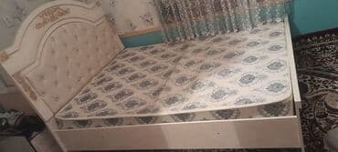 купить двуспальную кровать с матрасом бу: Двуспальная кровать, Б/у, С матрасом, длина - 220 см — 10