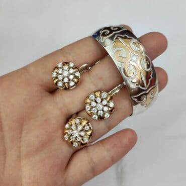 набор пандора: Серебряный Комплект+ Билерик, Браслет Серебро + золото 925/ пробы Цена — 6