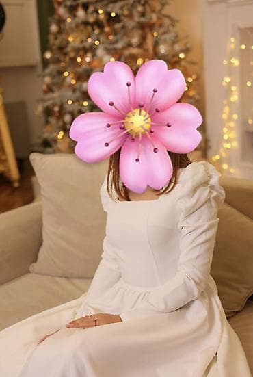 платья белые: Вечернее платье, Классическое, Короткая модель, С рукавами, S — 2